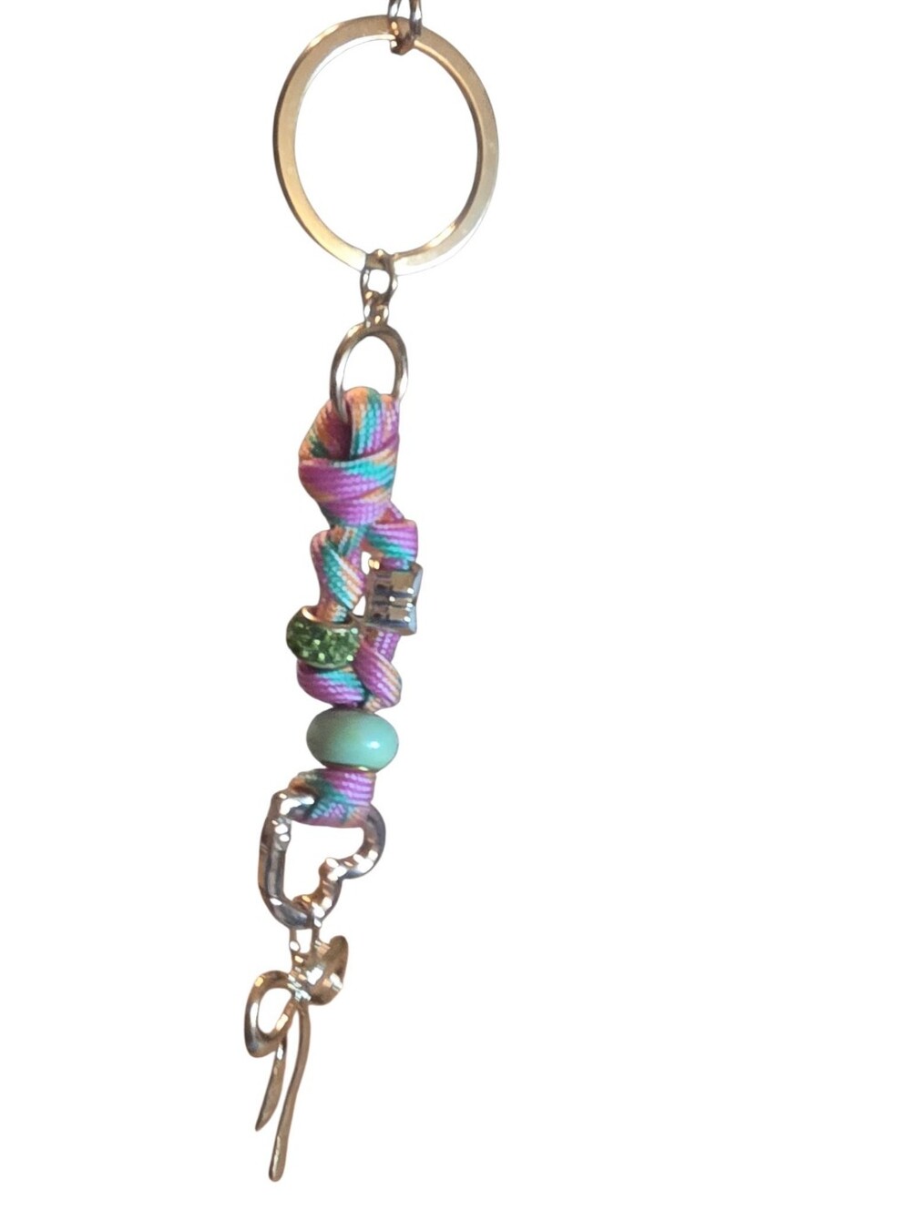 Nwt Sassified  Boutique Multicolor Ribbon & Bead Keychain /purse Charm.